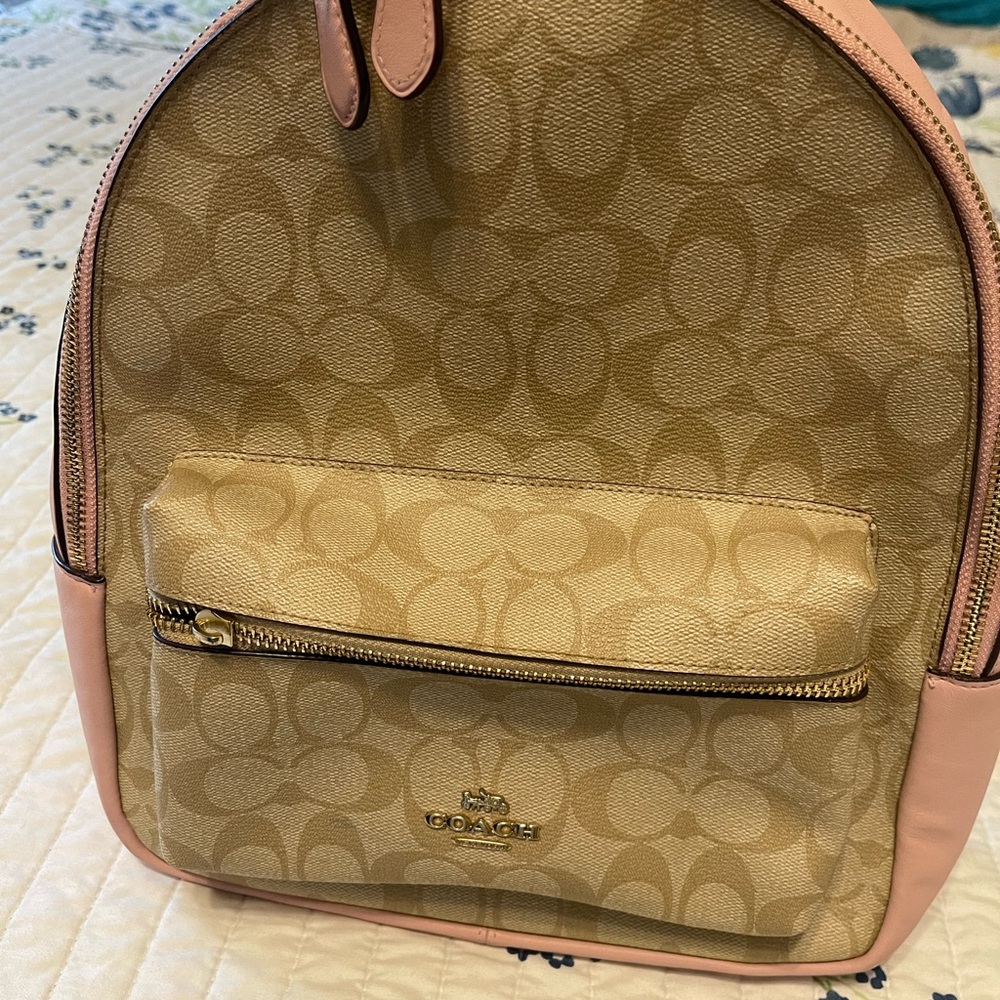 Coach Tan and Pink Backpack